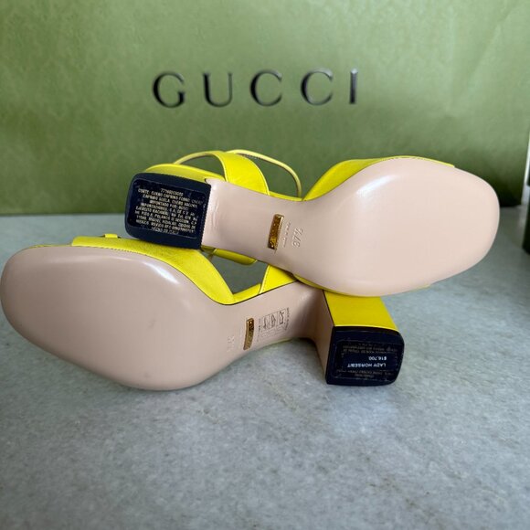 Gucci 771603 Horsebit Mid Heel Sandals, Slip-on In Yellow Size 37, 37.5, 38 - Picture 4 of 14
